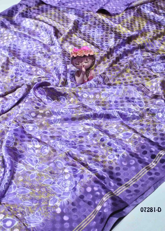 Navisha - 07281-D   Violet Color Floral Printed Crepe Saree CM1251582 (LR11D)