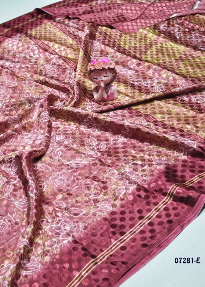 Navisha - 07281-E   Maroon Color Floral Printed Crepe Saree CM1251582 (LR11D)