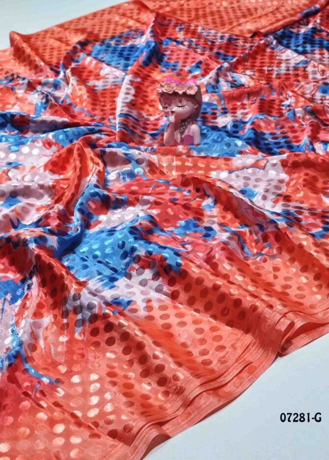Navisha - 07281-G   Red Color Floral Printed Crepe Saree CM1251582 (LR11D)