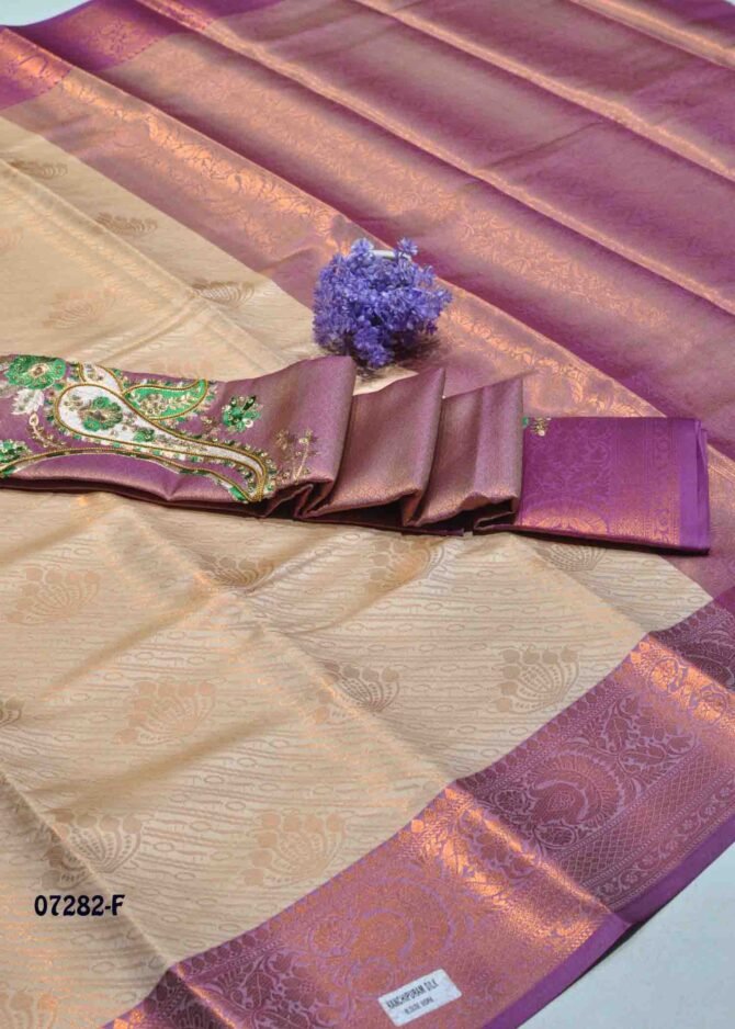 Neeshalini - 07282-F  Ivory Color Grand Look Traditonal Wear Raw Silk Saree CM1245063 (LR3B)