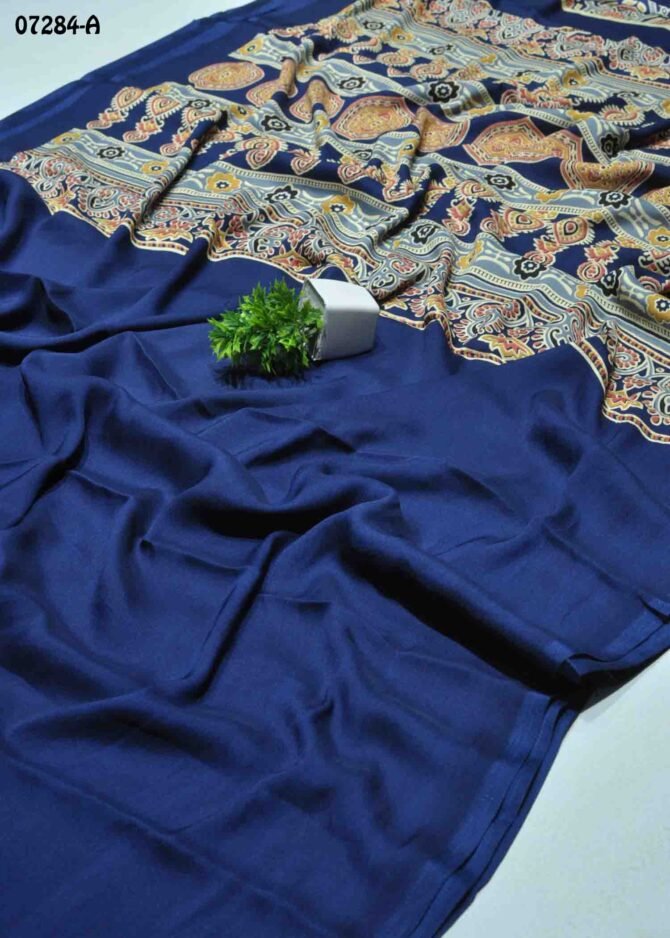 Devisha - 07284-A  NavyBlue Color  Exclusive Soft Modal Satin Saree CM1252867 (LR8C)