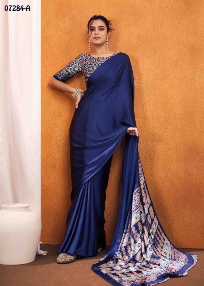 Devisha - 07284-A  NavyBlue Color  Exclusive Soft Modal Satin Saree CM1252867 (LR8C)