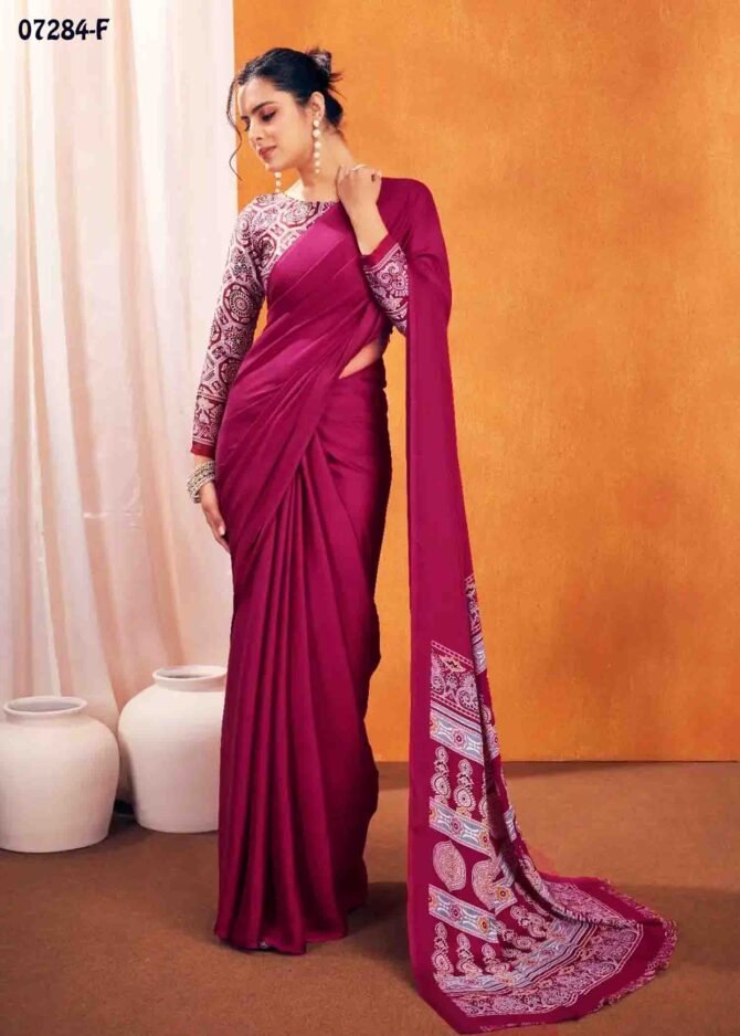 Devisha - 07284-F  Pink Color  Exclusive Soft Modal Satin Saree CM1252867 (LR8C)