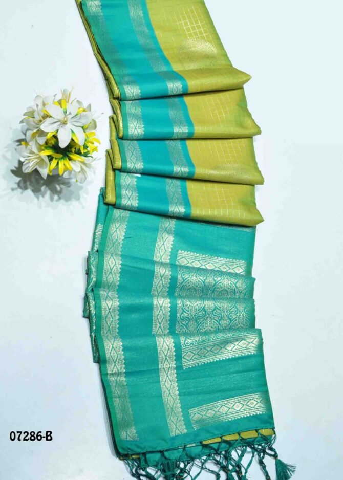 Kadambari - 07286-B  Pear Green Color Grand Look Traditonal Wear Semi-Banarasi Saree CM1252156 (LR3B)