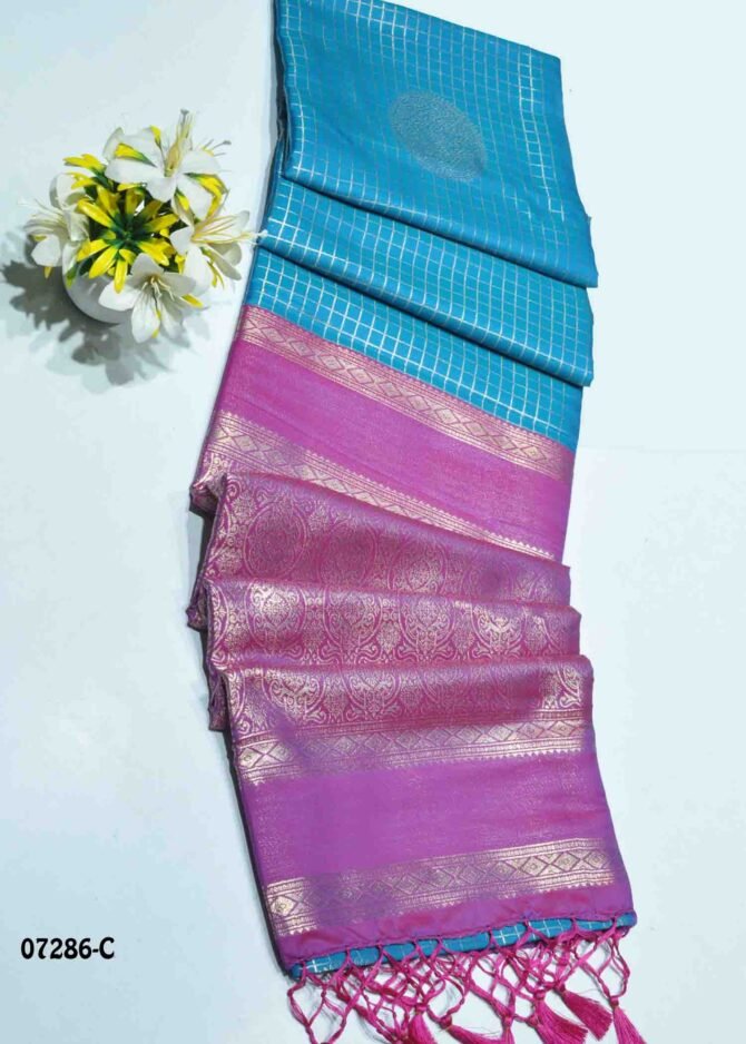 Kadambari - 07286-C  Sky Blue Color Grand Look Traditonal Wear Semi-Banarasi Saree CM1252156 (LR3B)