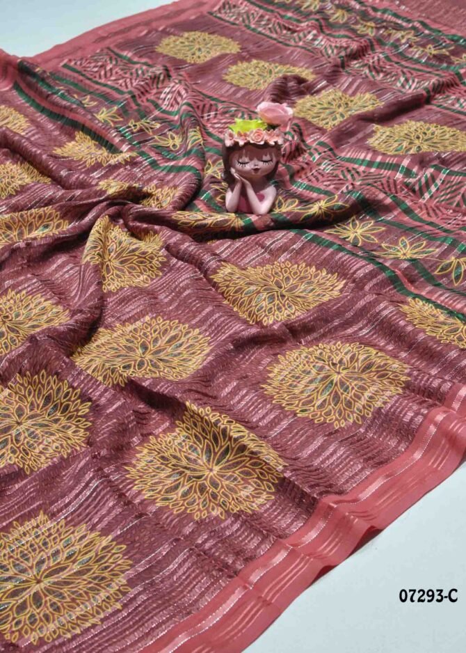 Asthika - 07293-C  Claret Red Color Satin Lines Soft Georgette Saree CM1248846 (LR9C)