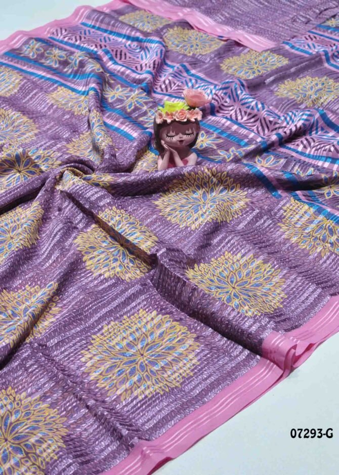 Asthika - 07293-G  Purple Color Satin Lines Soft Georgette Saree CM1248846 (LR9C)
