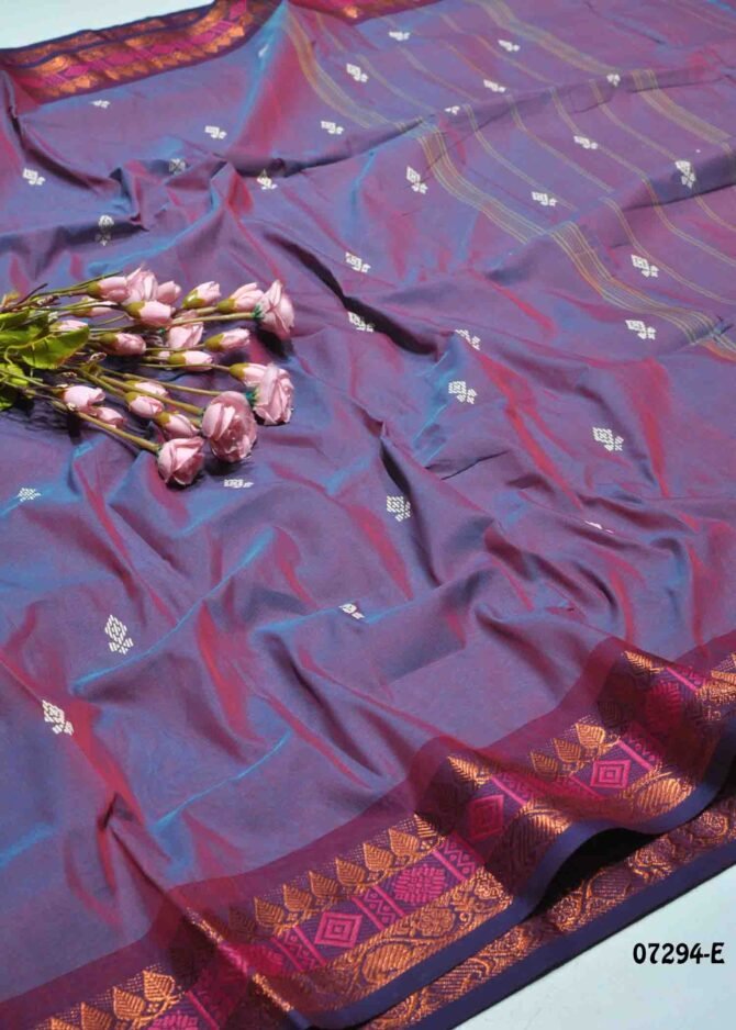 Malarvizhi -07294-E  Purple Color Elagant  Silk Cotton Saree CM1253548 (LR13D)
