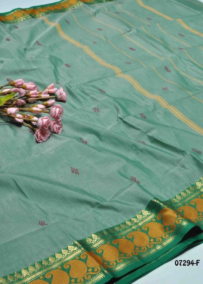 Malarvizhi -07294-F  Basil Green Color Elagant  Silk Cotton Saree CM1253548 (LR13D)