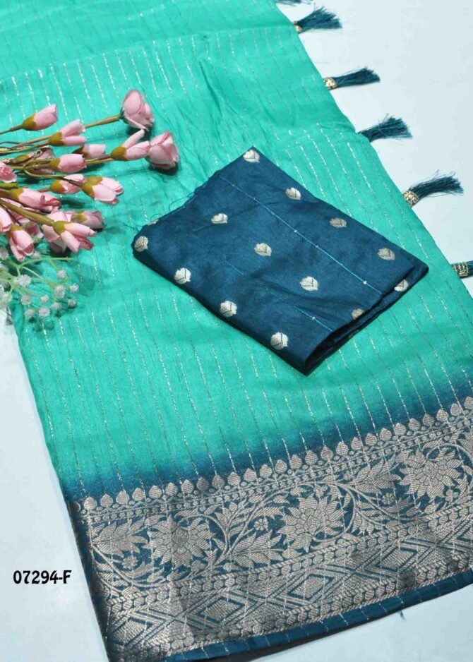 Priyanka - 07294-F  Tiffany Green Color Elagant Dola Silk Saree CM1245416 [LR5E]