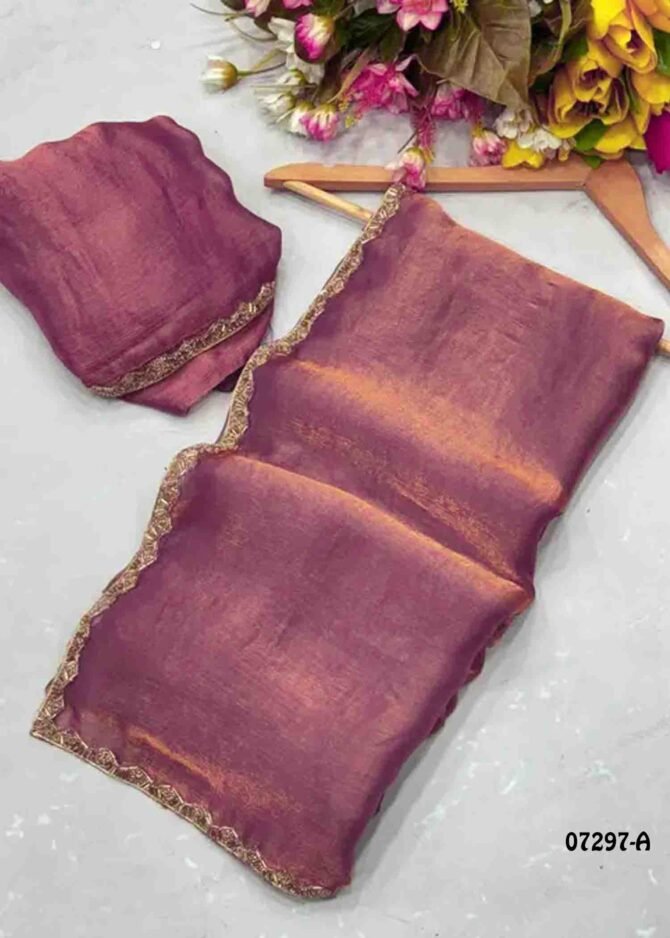 Suviksha - 07297-A   Onion Pink Color Beautiful Plain Jimmy-Choo Saree CM1245246 (LR8D)