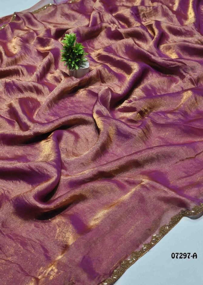 Suviksha - 07297-A   Onion Pink Color Beautiful Plain Jimmy-Choo Saree CM1245246 (LR8D)