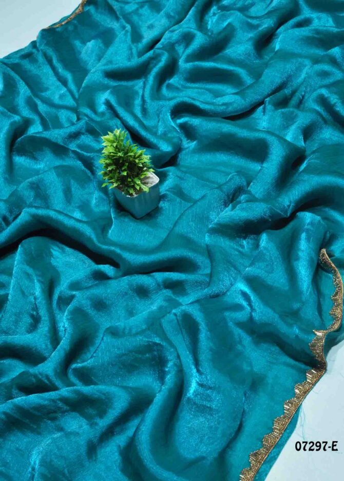 Suviksha - 07297-E   Pine Green Color Beautiful Plain Jimmy-Choo Saree CM1245246 (LR8D)