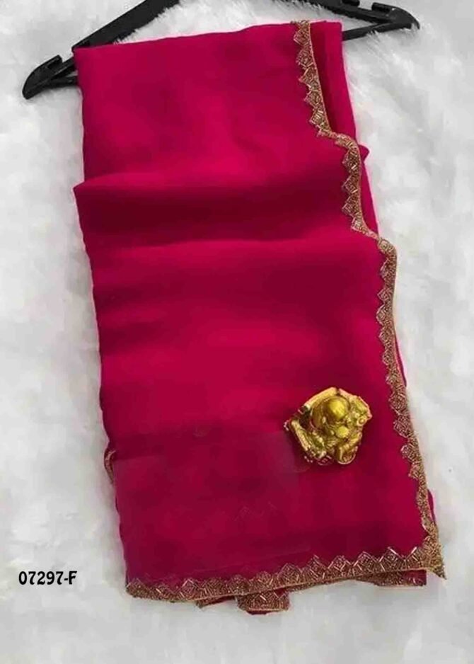 Suviksha - 07297-F   Raspberry Pink Color Beautiful Plain Jimmy-Choo Saree CM1245246 (LR8D)