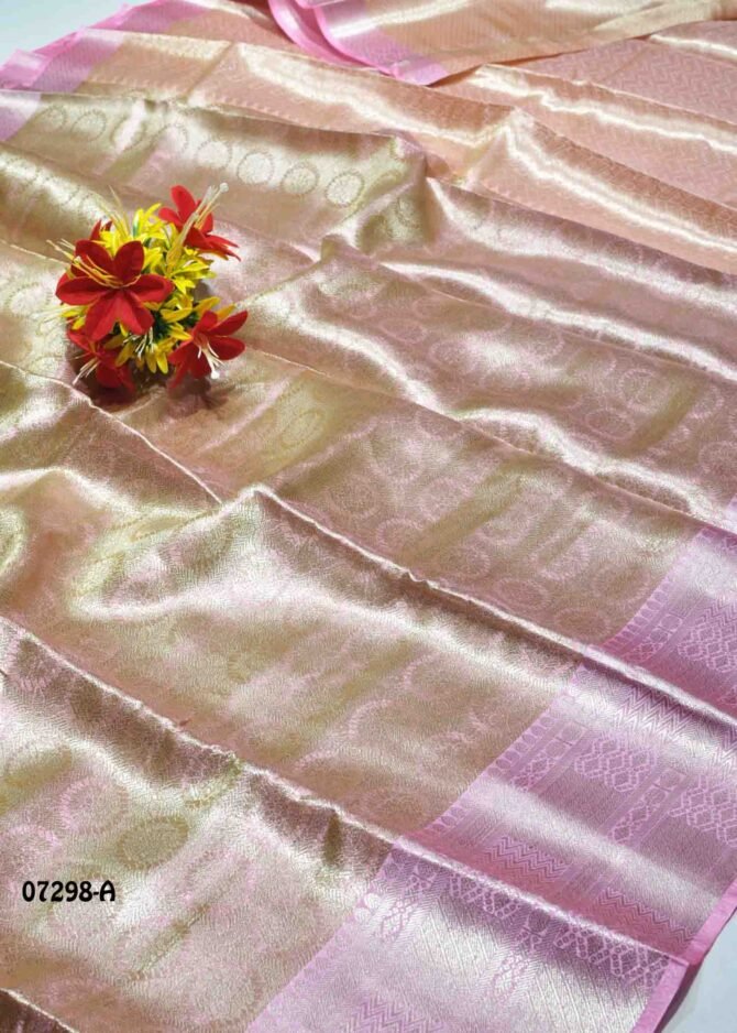 Rashmika  - 07298-A  Light Pink Color New Arrival Excellent Tissue Silk Saree CM1239803