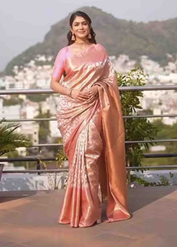 Rashmika  - 07298-A  Light Pink Color New Arrival Excellent Tissue Silk Saree CM1239803