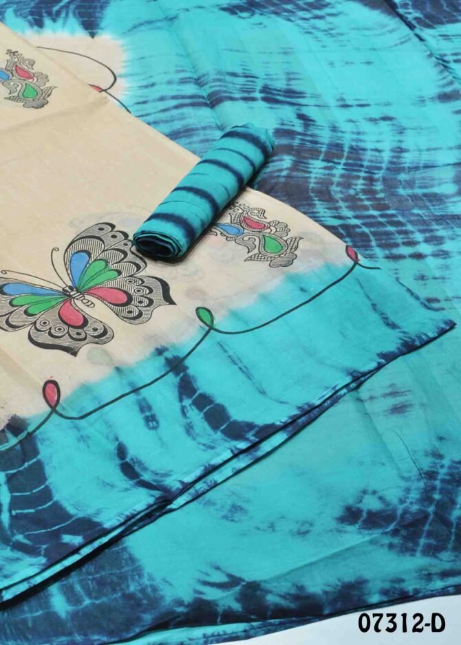 Saisha -07312-D Light Tan Color Summer Wear Pure Battik Cotton Saree CM1244814 (LR4C)