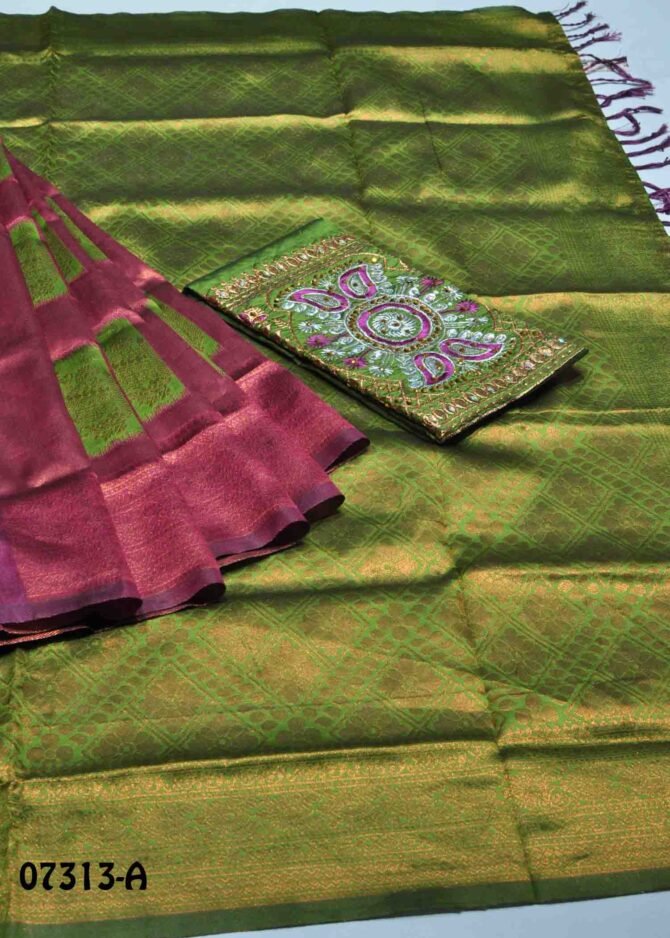 Niharika -07313-A Claret Purple Color Traditional Wear Semi-Banarasi Saree CM1246303 (LR1B)