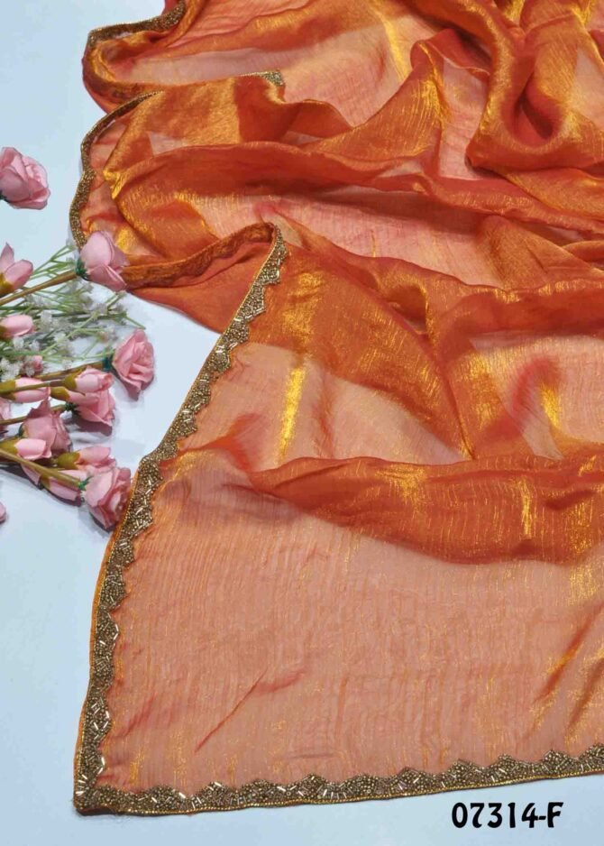Manasi -07314-F Orange Color Beautiful Plain Space Silk Saree CM1246194,CM1243333 (LR8B)