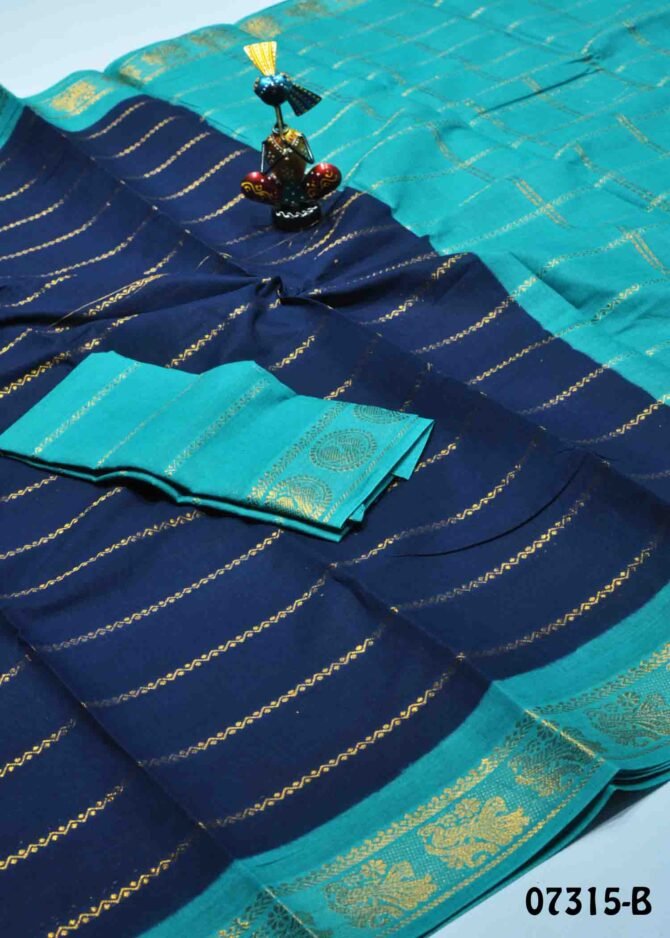 Shruthika -07315-B Royal Blue Color Traditional Look Madurai Chungudi Cotton Saree CM1245381 [LR4C]