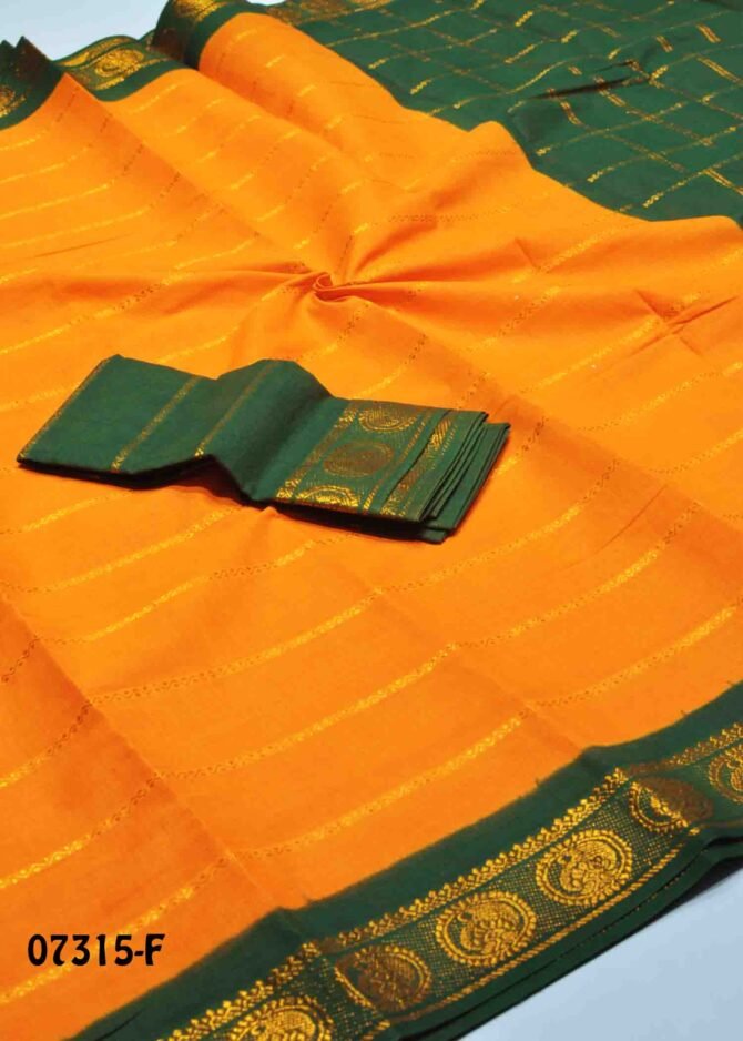 Shruthika -07315-F Bright Yellow Color Traditional Look Madurai Chungudi Cotton Saree CM1245381 [LR4C]