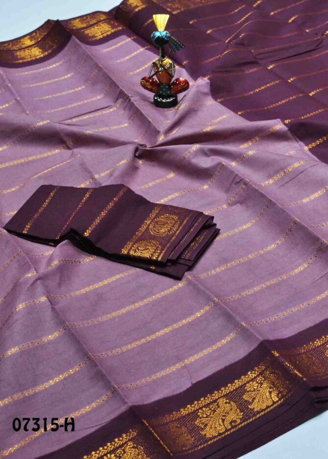 Shruthika -07315-H Mauve Purple Color Traditional Look Madurai Chungudi Cotton Saree CM1245381 [LR4C]