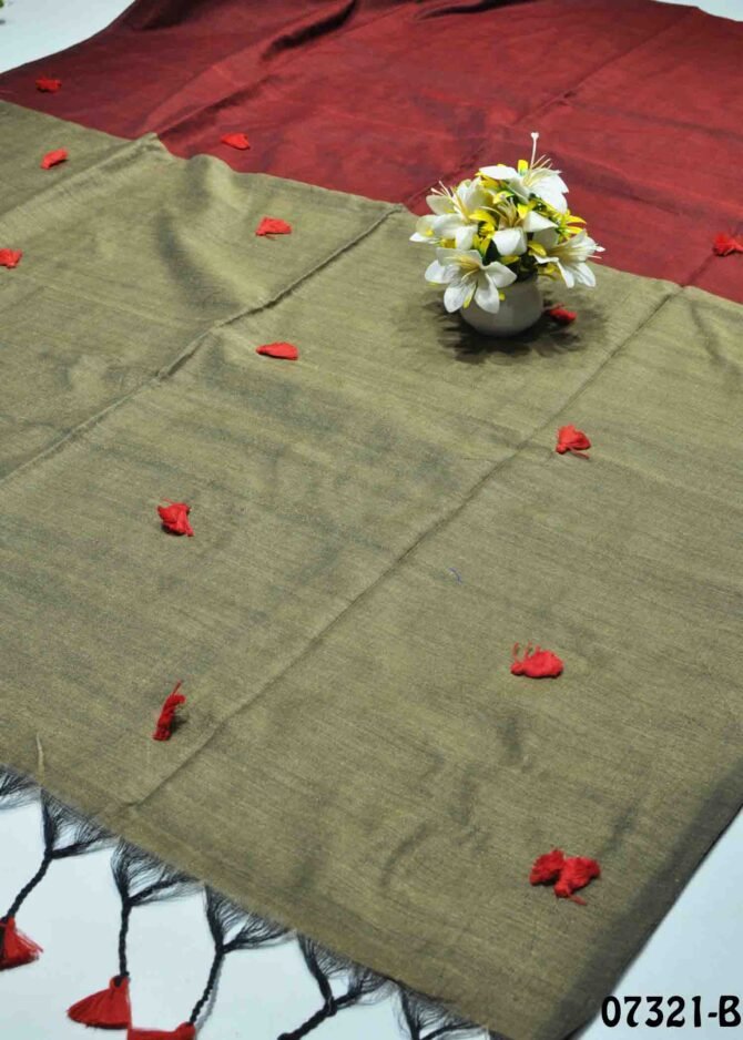 Prithika -07321-B Maroon Color New Arrival Trendy Fancy Cotton Saree CM1241037 (LR5D)