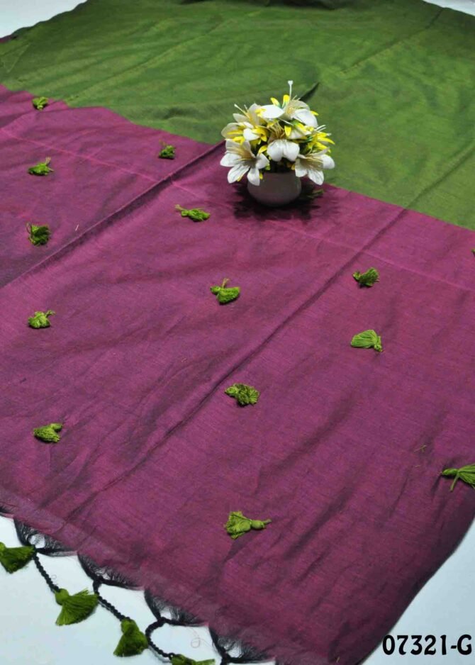 Prithika -07321-G Grasshopper Green Color New Arrival Trendy Fancy Cotton Saree CM1241037 (LR5D)