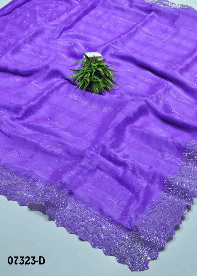 Anika -07323-D Indigo Purple Color Stone Work Soft Chiffon Saree CM1239101 [LR10C]