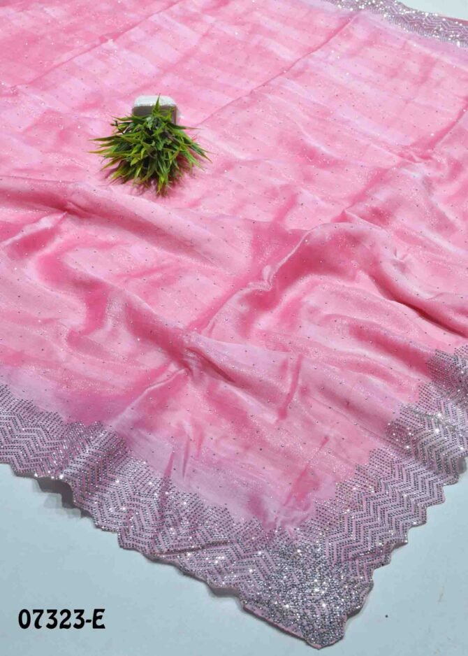 Anika -07323-E Taffy Pink Color Stone Work Soft Chiffon Saree CM1239101 [LR10C]