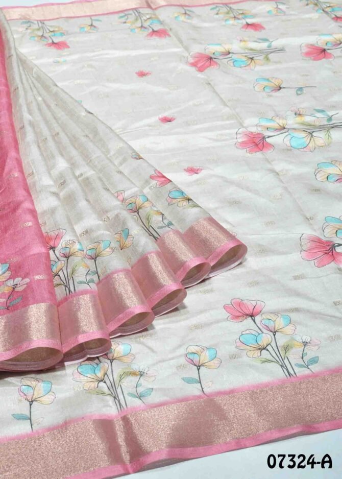 Vaishali -07324-A Halfwhite Color Printed Elagant Dola Silk Saree CM1244719 [LR5D]