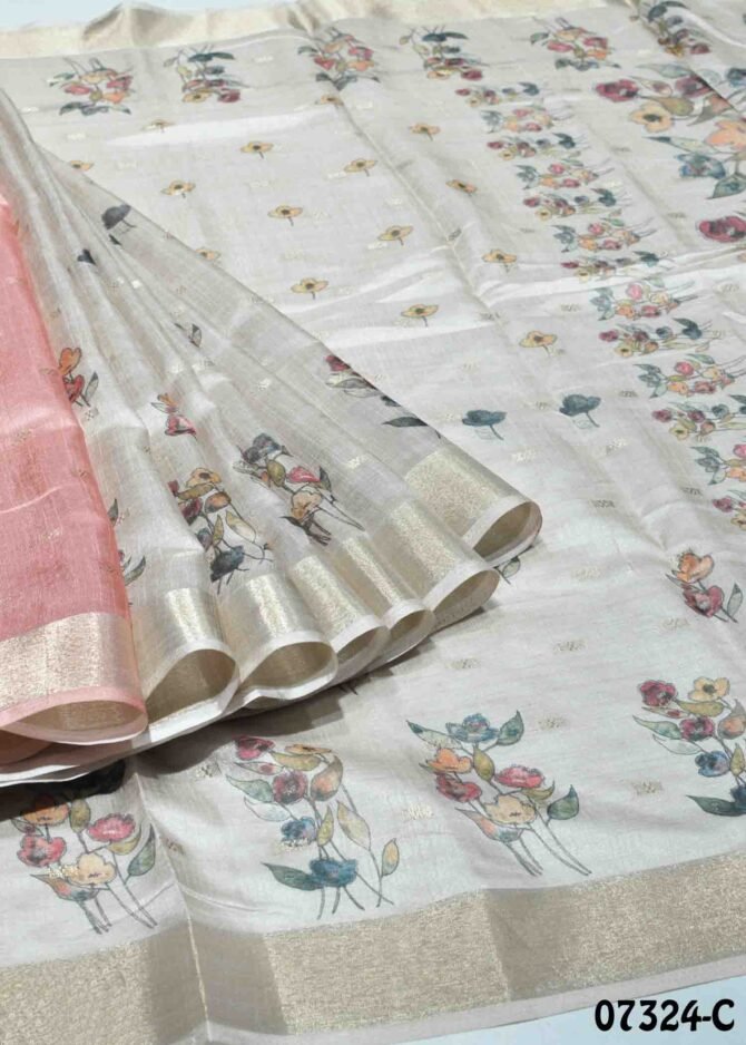 Vaishali -07324-C Halfwhite Color Printed Elagant Dola Silk Saree CM1244719 [LR5D]