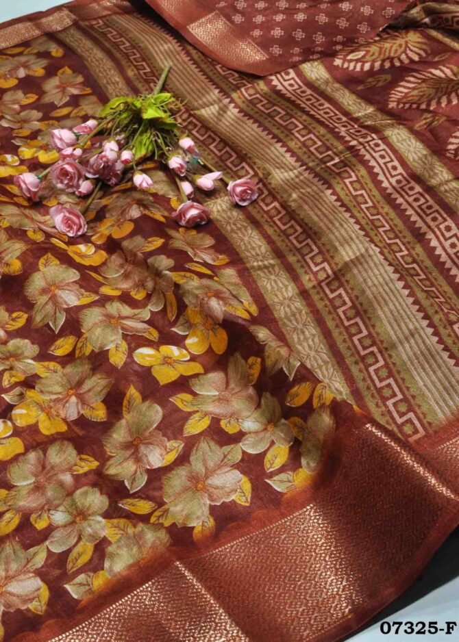 Shreya -07325-F Brown Color Elegant Look Fancy Synthetic Cotton Saree CM1244794 (LR5E)