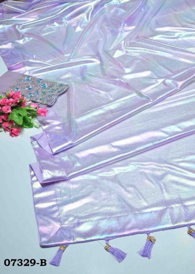 Riya -07329-B Byzanthium Purple Color Beautiful Look Shiny Lycra Saree CM1246320 (LR12E)