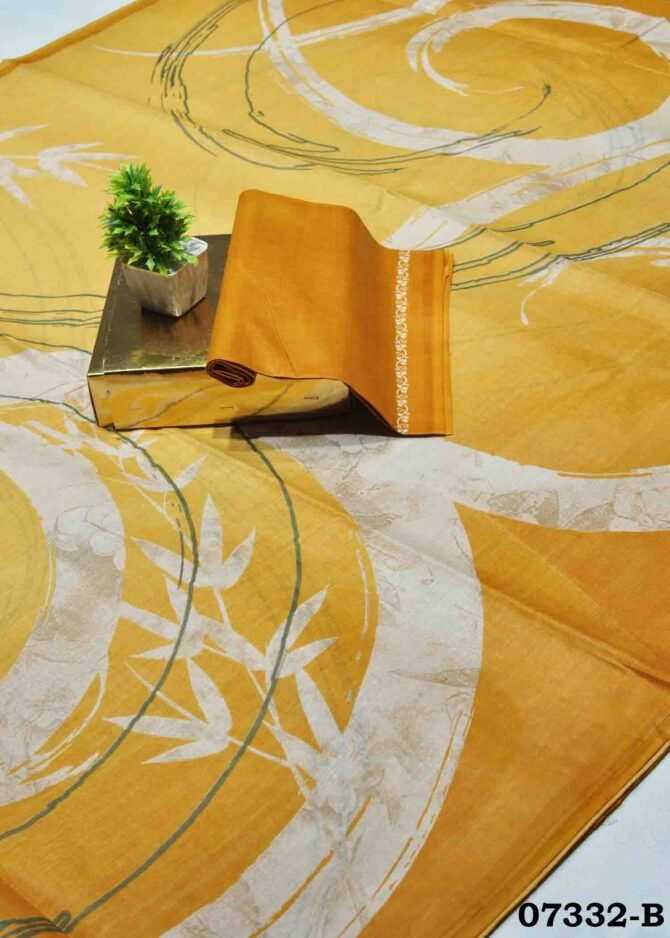 Shamila -07332-B Corn Yellow Color Summer Wear Pure Battik Cotton Saree CM1225342 (LR4E)