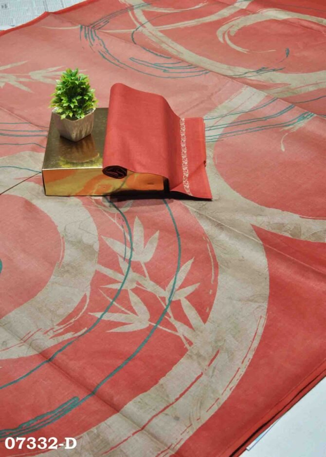 Shamila -07332-D Red Color Summer Wear Pure Battik Cotton Saree CM1225342 (LR4E)