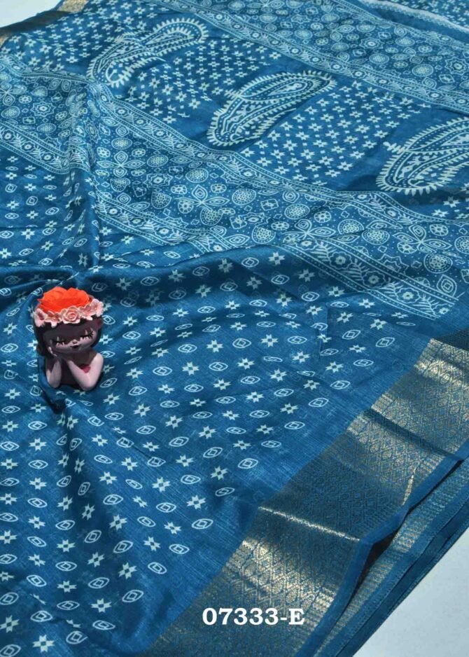 Revathi -07333-E Air Force Blue Color Elegant Look Fancy Synthetic Cotton Saree CM1246164 (LR5B)