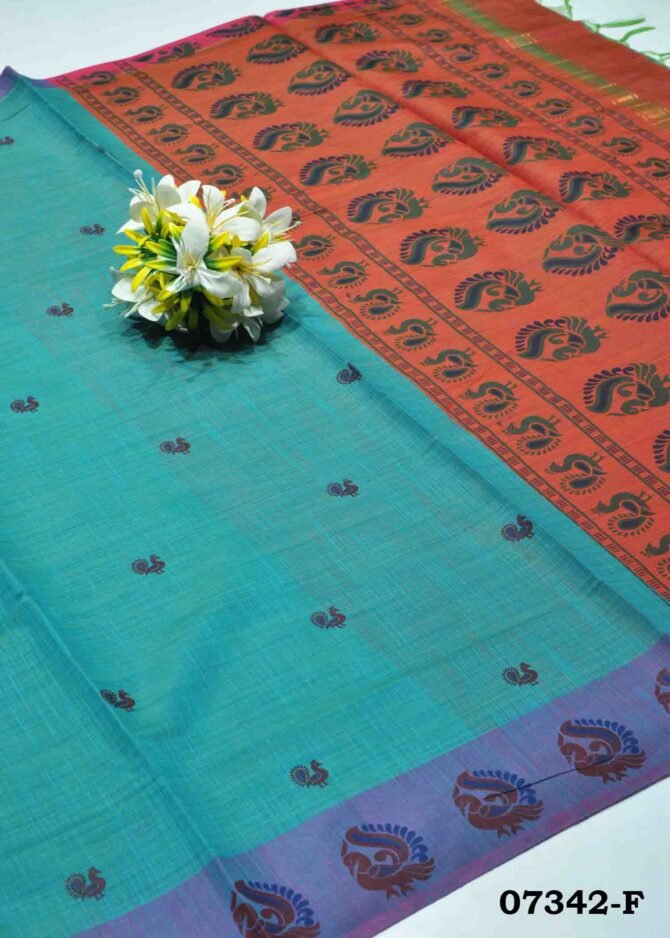Radha -07342-F Ultramarine Blue Color Peacock Printed Traditional Look Silk Cotton Saree CM1250146 (LR13C)