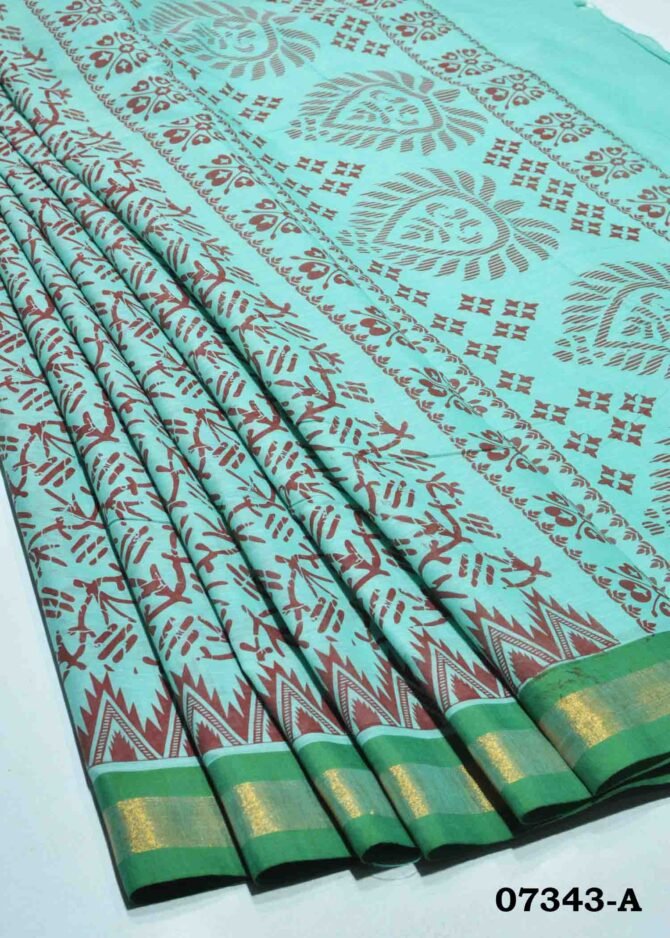 Divya -07343-A Aquamarine Blue Color Simple Look Cotton Saree CM1250046 (LR13B)