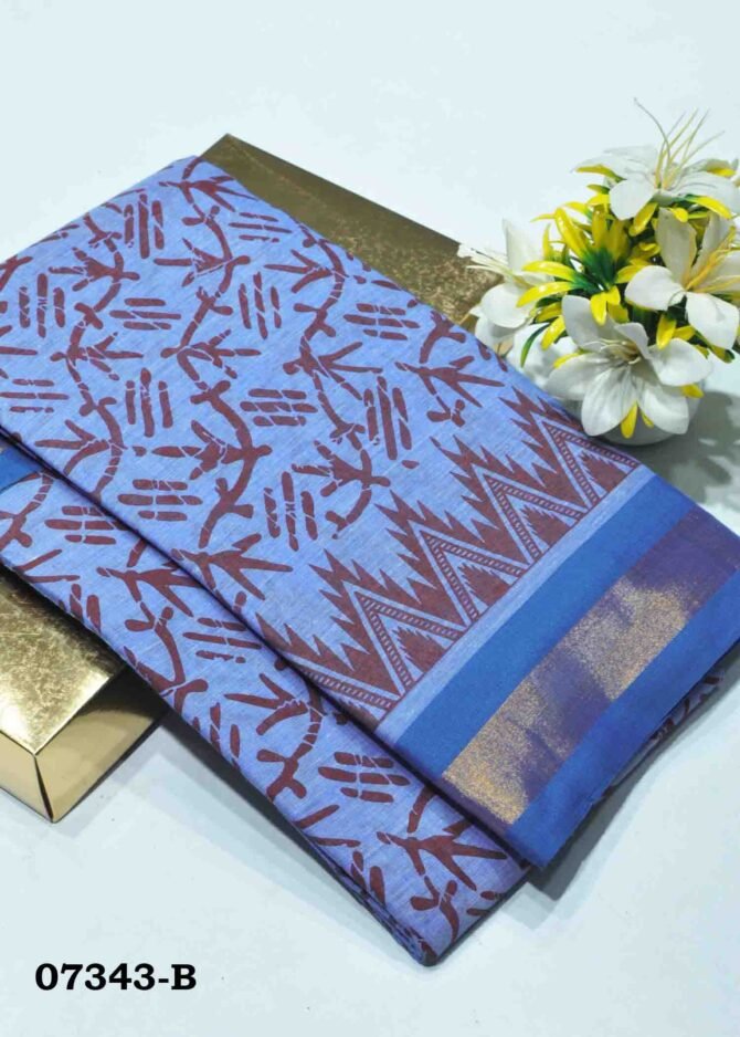 Divya -07343-B Cobalt Blue Color Simple Look Cotton Saree CM1250046 (LR13B)