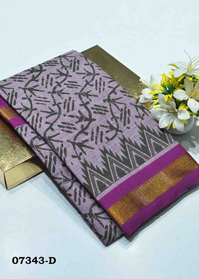 Divya -07343-D Light Purple Color Simple Look Cotton Saree CM1250046 (LR13B)