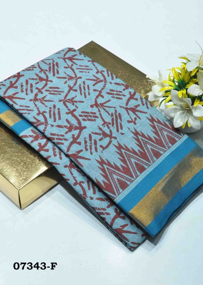 Divya -07343-F Uranian Blue Color Simple Look Cotton Saree CM1250046 (LR13B)