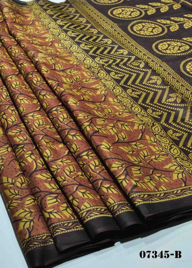 Sanofar -07345-B Brown Color Simple Look Voyal Cotton Saree CM1250202 [LR4C]