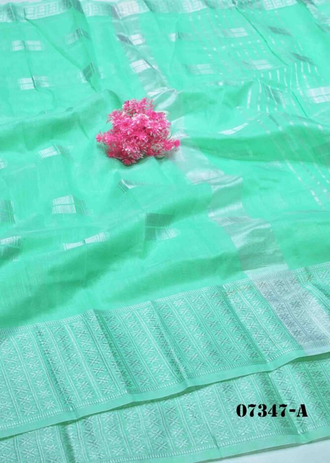 Kirthika -07347-A  Jungle Green Color Simple Look Linen Cotton Saree CM1237402 (LR6E)