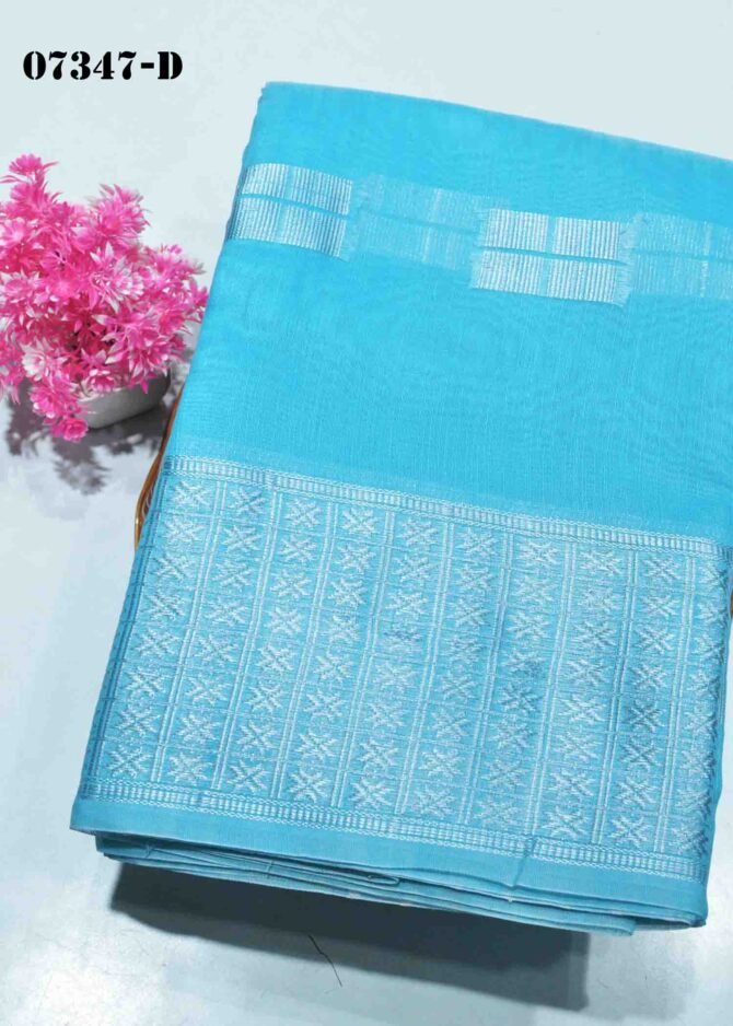Kirthika -07347-D  Sky Blue Color Simple Look Linen Cotton Saree CM1237402 (LR6E)