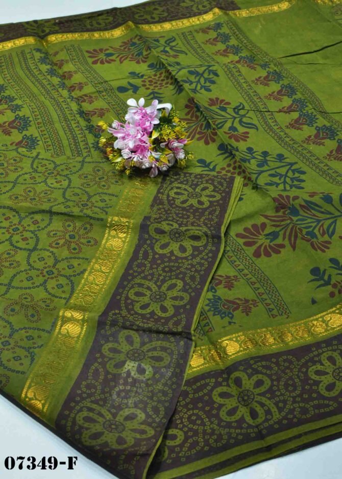 Chithra -07349-F Grasshopper Green Color Madurai Chungudi Cotton Saree CM1250868 (LR4B)