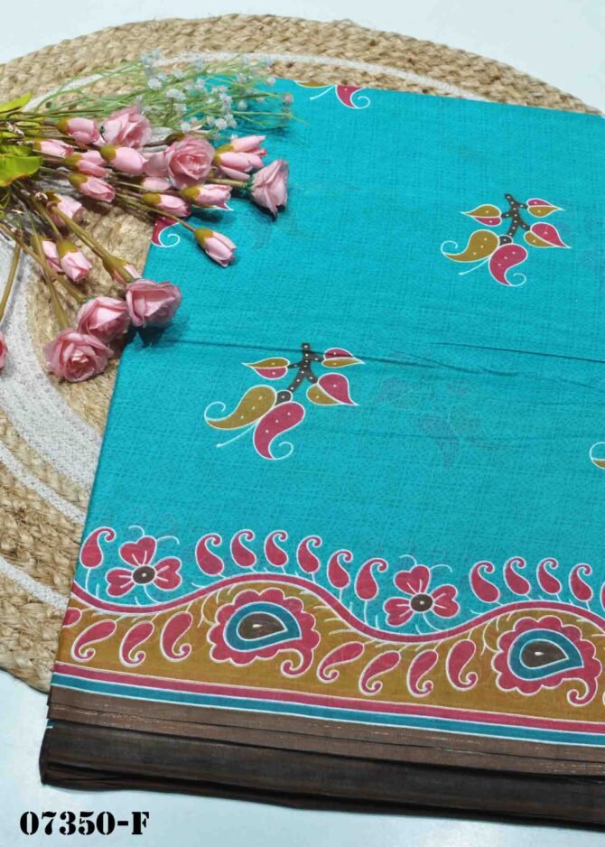 Gopika -07350-F Tiffany Blue Color Simple Look Voyal Cotton Saree CM1186677 [LR4B]