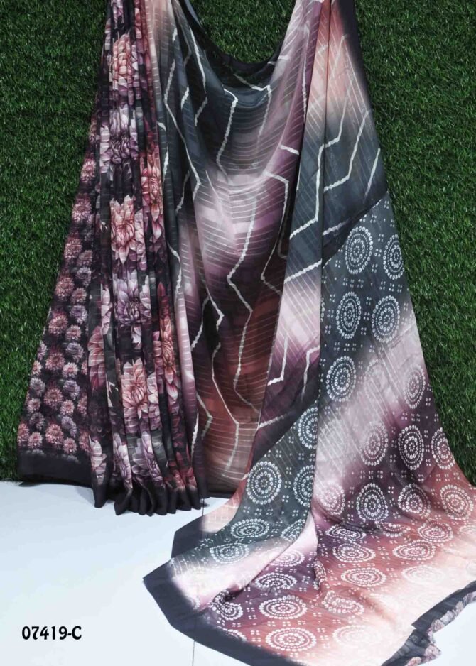 Nexa -07419-C Purple Color Satin LineHalf&Half Model  Synthetic Saree CM1248919 (LR9B)