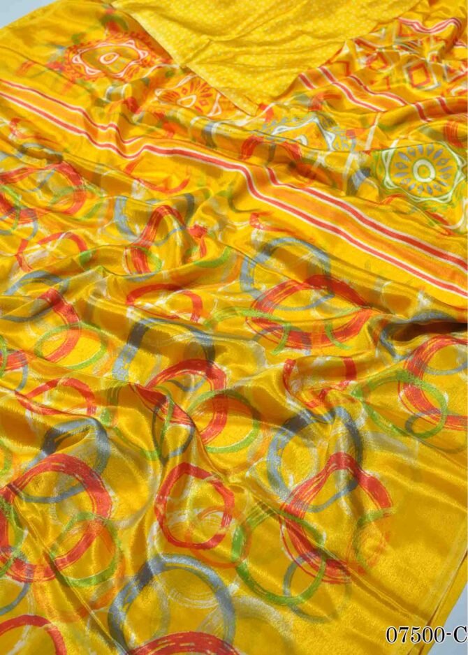 Lakshmi 07500-C Yellow color Turkey crape sarees CM1242744 [LR9C]