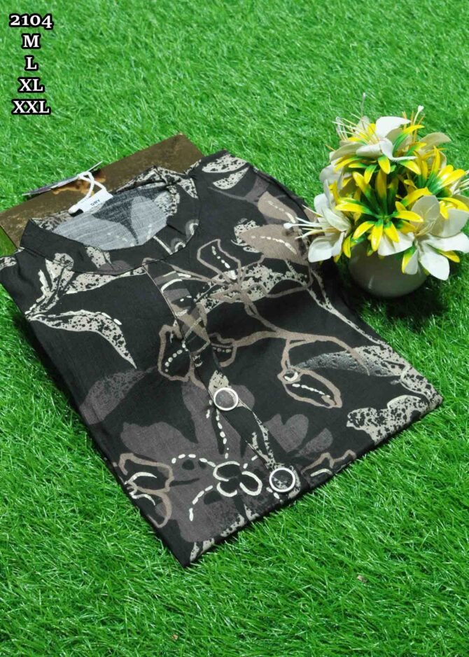 Yogini - 2104  Black Color Vertican Collar Neck Readymade Kurti CM1240994 [RR2C]
